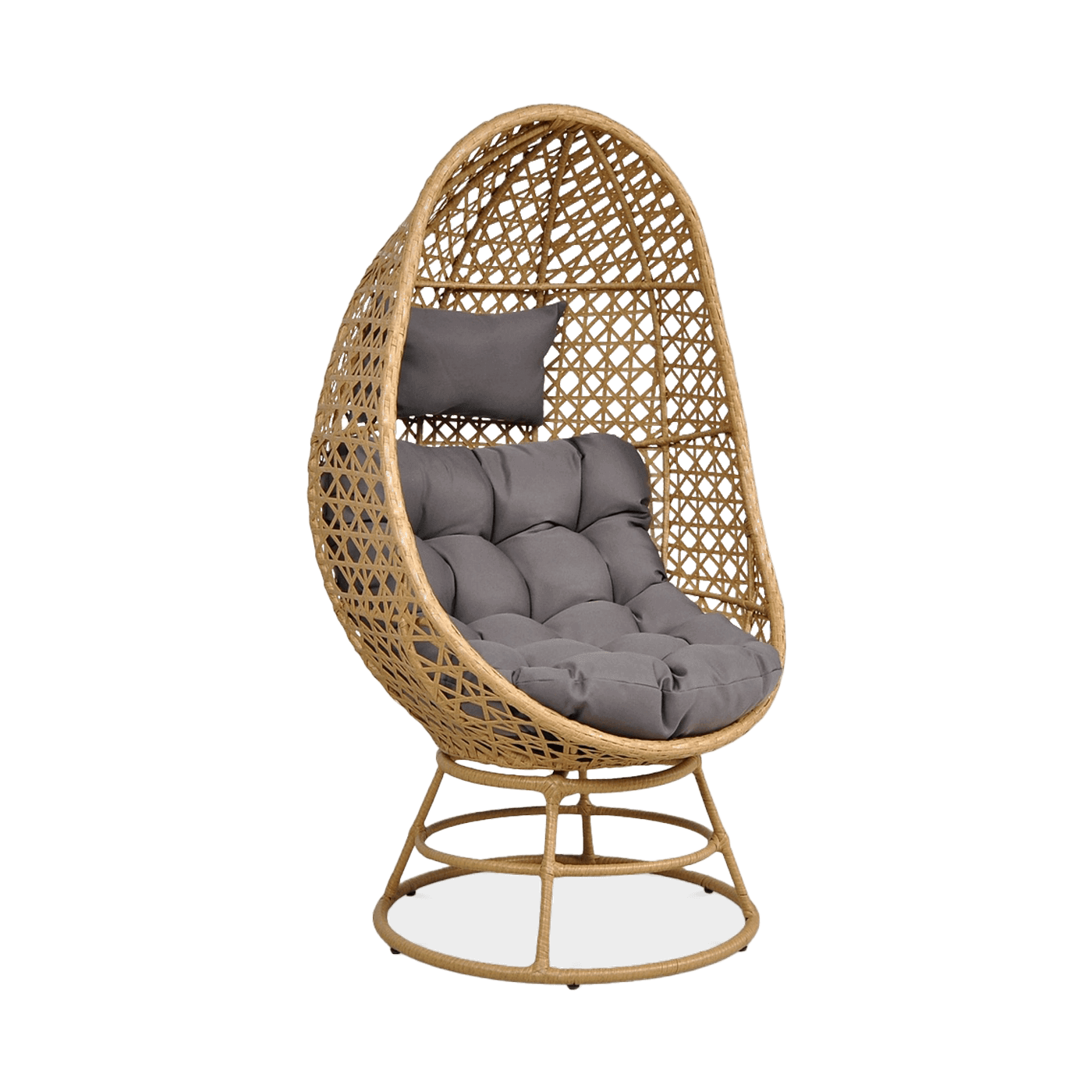 Obrotowy fotel ogrodowy EGG 82 × 80 × 147 cm beżowy