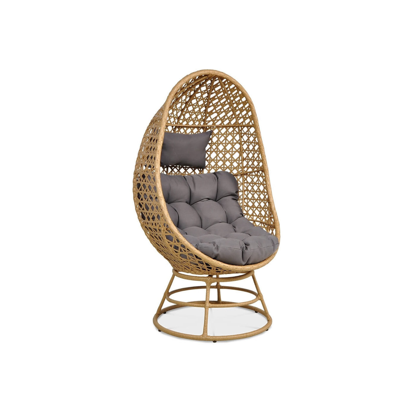 Obrotowy fotel ogrodowy EGG 82 × 80 × 147 cm beżowy