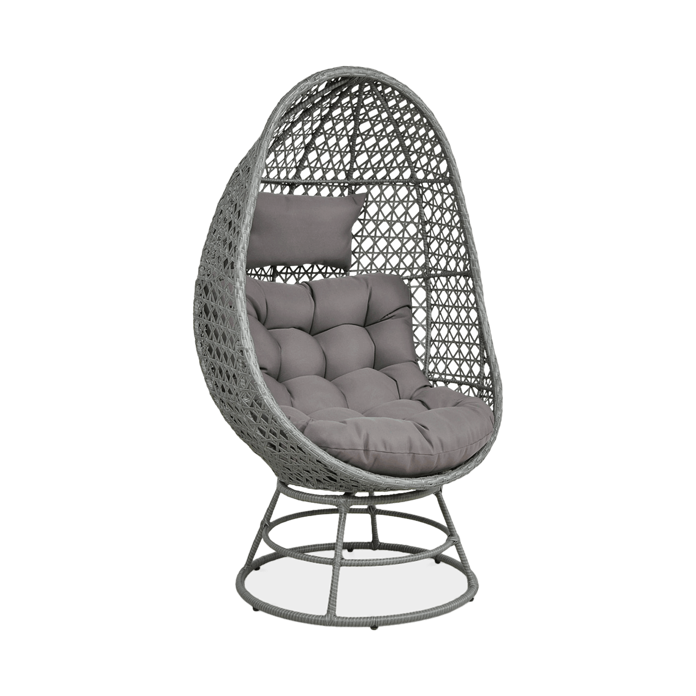 Obrotowy fotel ogrodowy EGG 82 × 80 × 147 cm szary
