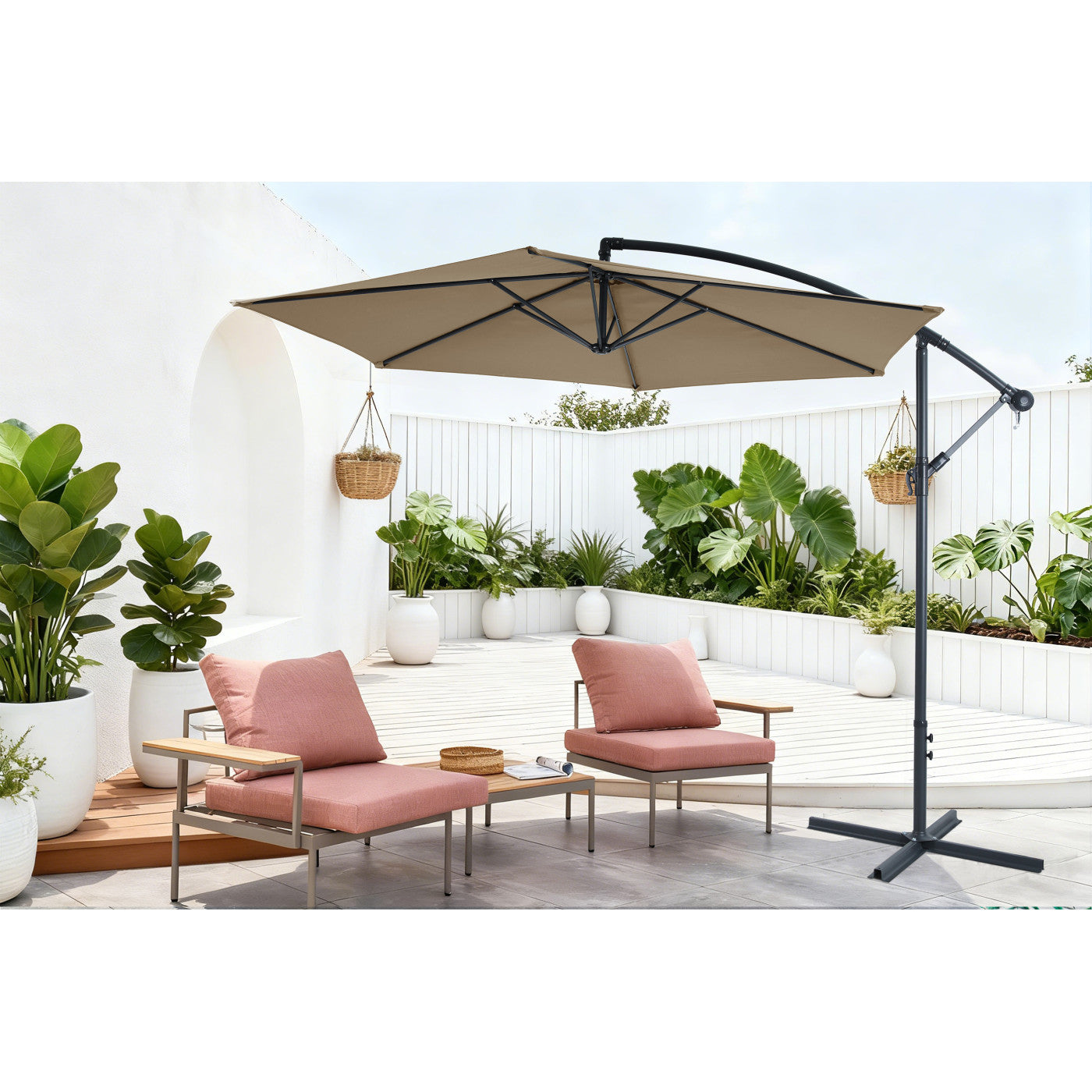 Parasol ogrodowy boczny KOS 300 × 257 cm Taupe