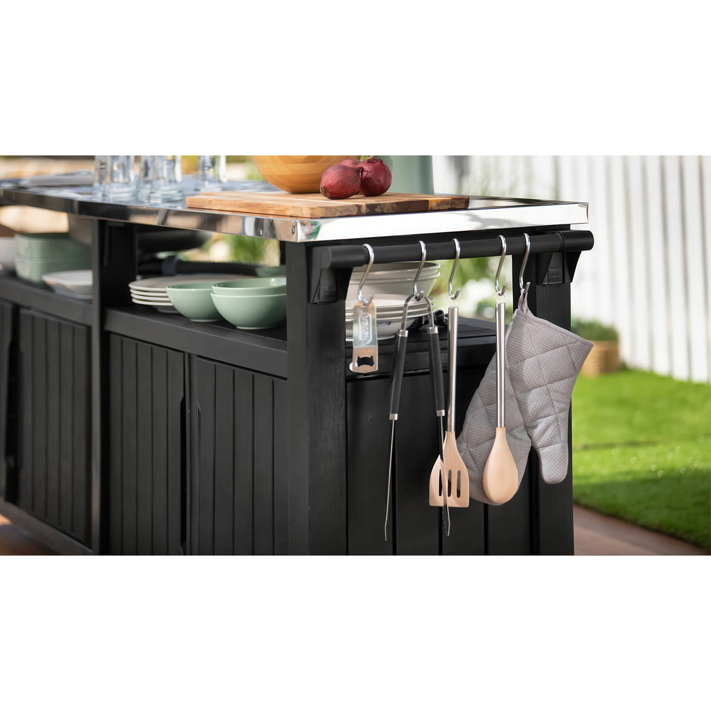 Kuchnia ogrodowa CHEF MASTER 415 l ze zlewem grafitowa