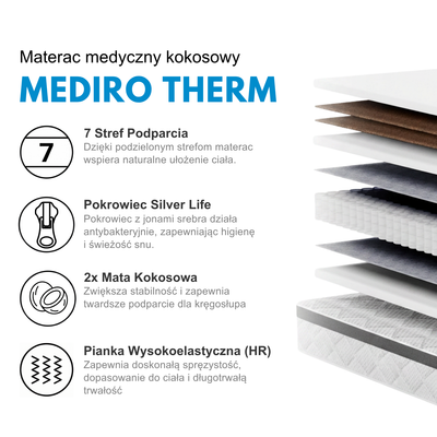 Materac medyczny Twardy wentylowany 3D 160x200 H3/H4 MEDIRO THERM