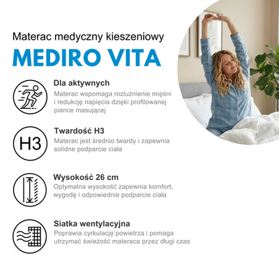 Materac Medyczny Regeneracyjny 120x200 H3 MEDIRO VITA