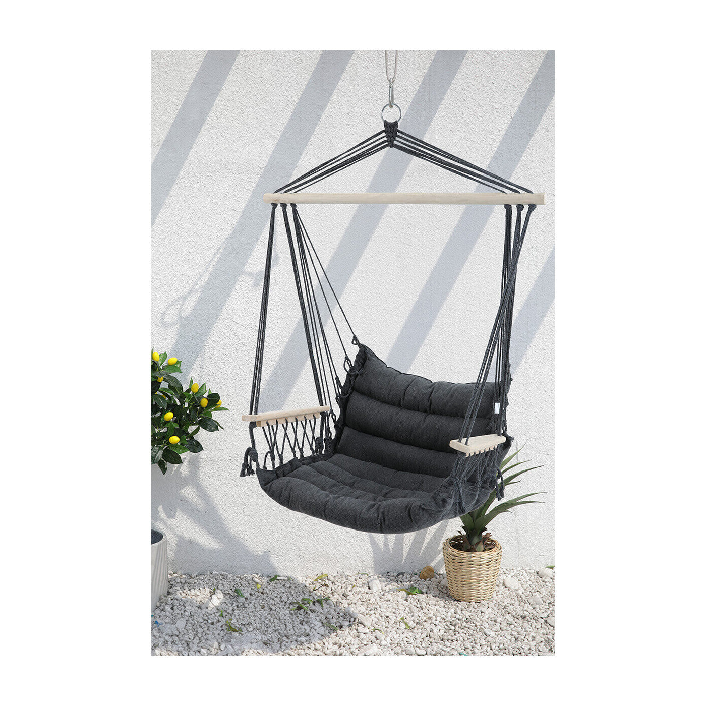 Fotel wiszący ogrodowy WIND 90 × 65 cm antracytowy