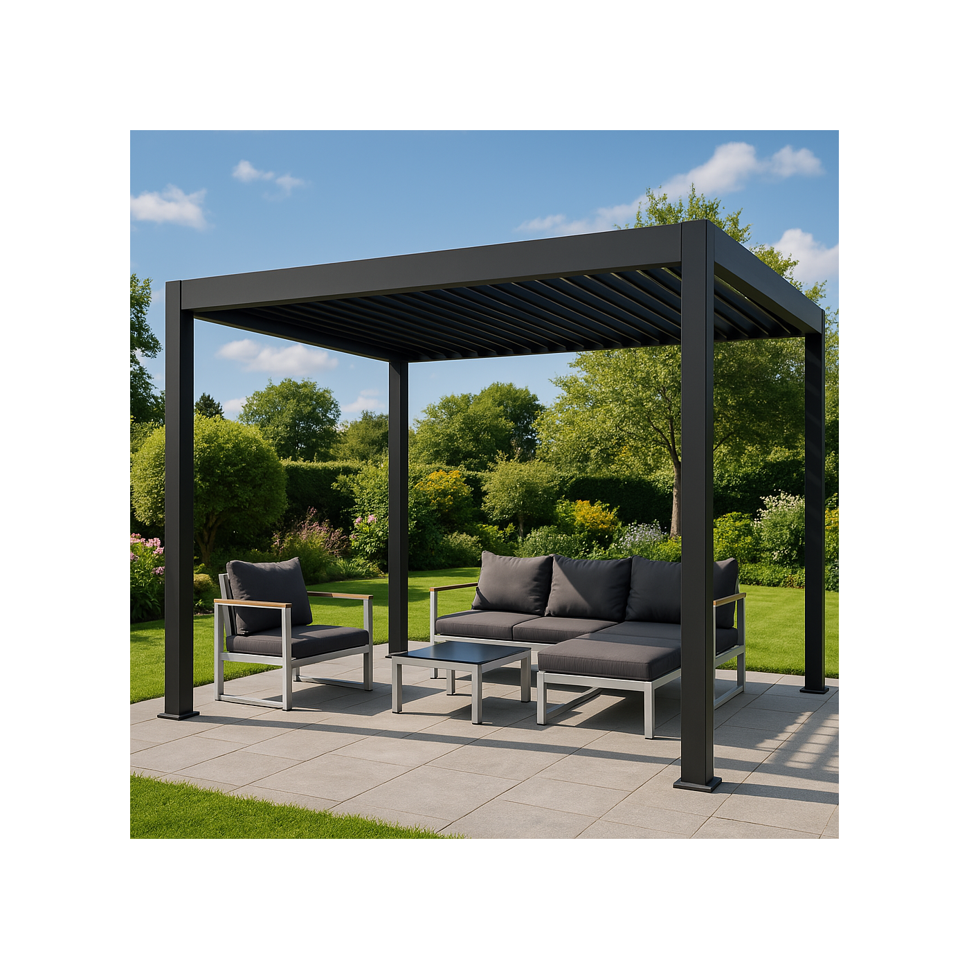Aluminiowa pergola tarasowa NEBULA 3,6 × 4 m antracytowa