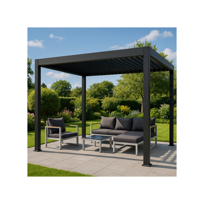 Aluminiowa pergola tarasowa NEBULA 3,6 × 4 m antracytowa