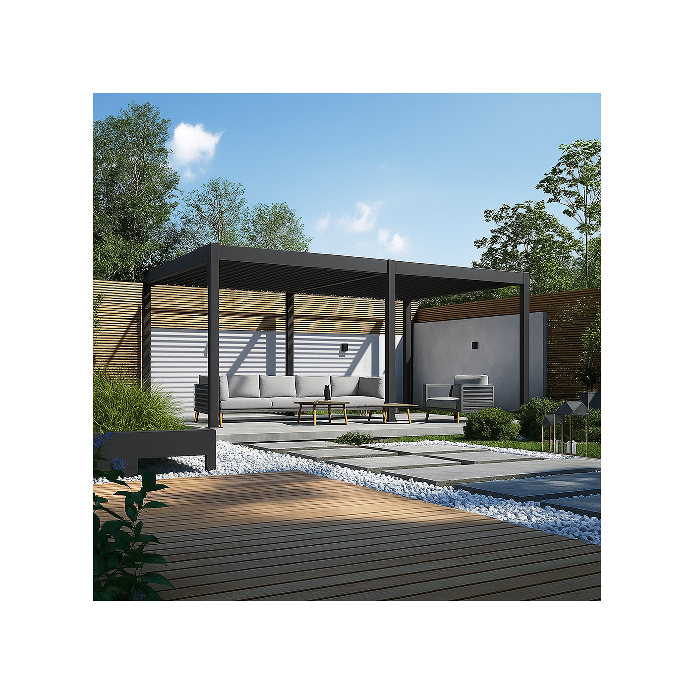 Aluminiowa pergola tarasowa NEBULA 2 3,6 × 5,3 m antracytowa