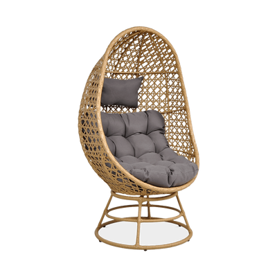 Obrotowy fotel ogrodowy EGG 82 × 80 × 147 cm beżowy