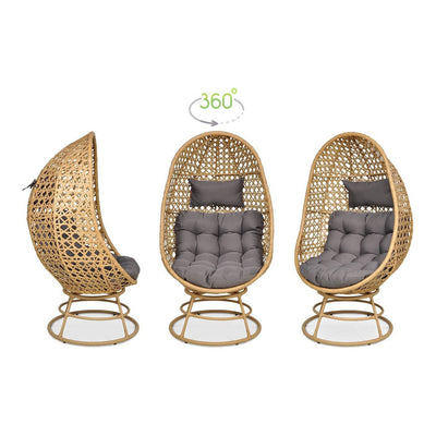 Obrotowy fotel ogrodowy EGG 82 × 80 × 147 cm beżowy