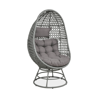 Obrotowy fotel ogrodowy EGG 82 × 80 × 147 cm szary