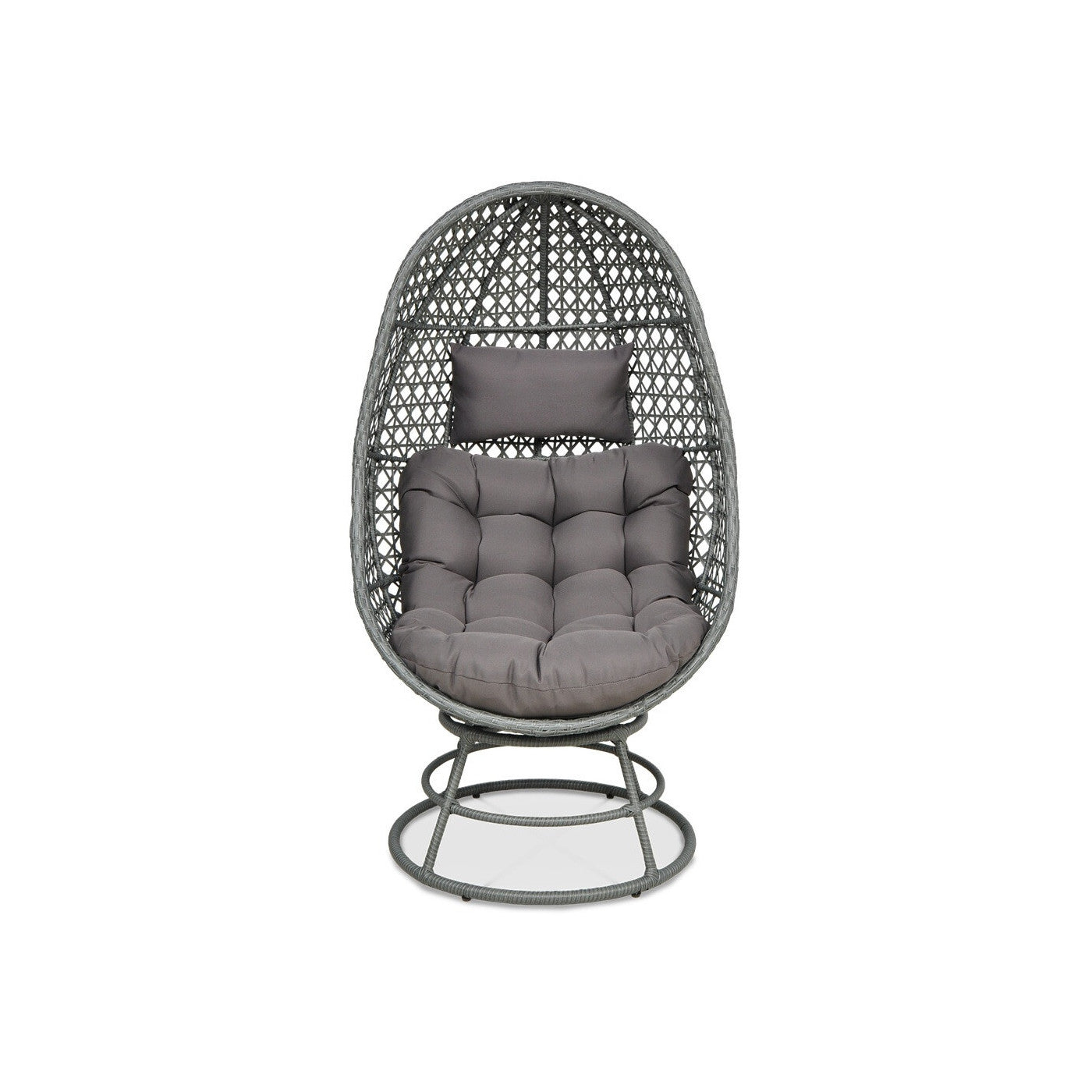 Obrotowy fotel ogrodowy EGG 82 × 80 × 147 cm szary