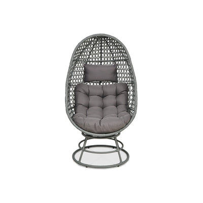 Obrotowy fotel ogrodowy EGG 82 × 80 × 147 cm szary