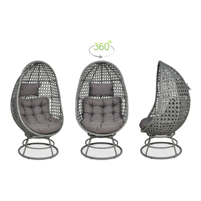 Obrotowy fotel ogrodowy EGG 82 × 80 × 147 cm szary