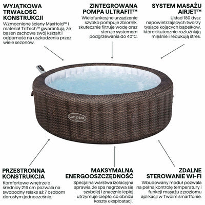 Jacuzzi ogrodowe YUTA AirJet 216 × 71 cm dla 7 osób