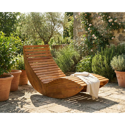 Drewniany leżak ogrodowy MAHON 154 × 87 cm z drewna akacjowego