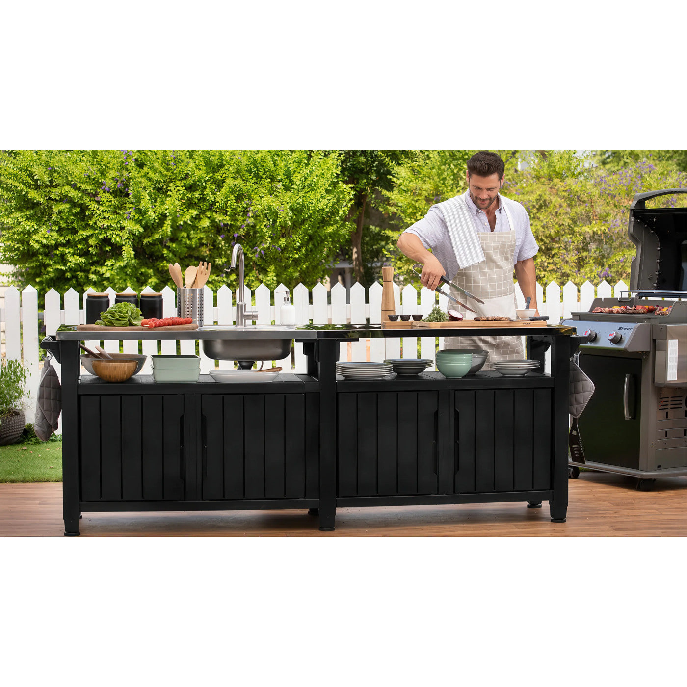 Kuchnia ogrodowa CHEF MASTER 415 l ze zlewem grafitowa