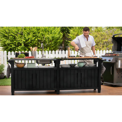 Kuchnia ogrodowa CHEF MASTER 415 l ze zlewem grafitowa