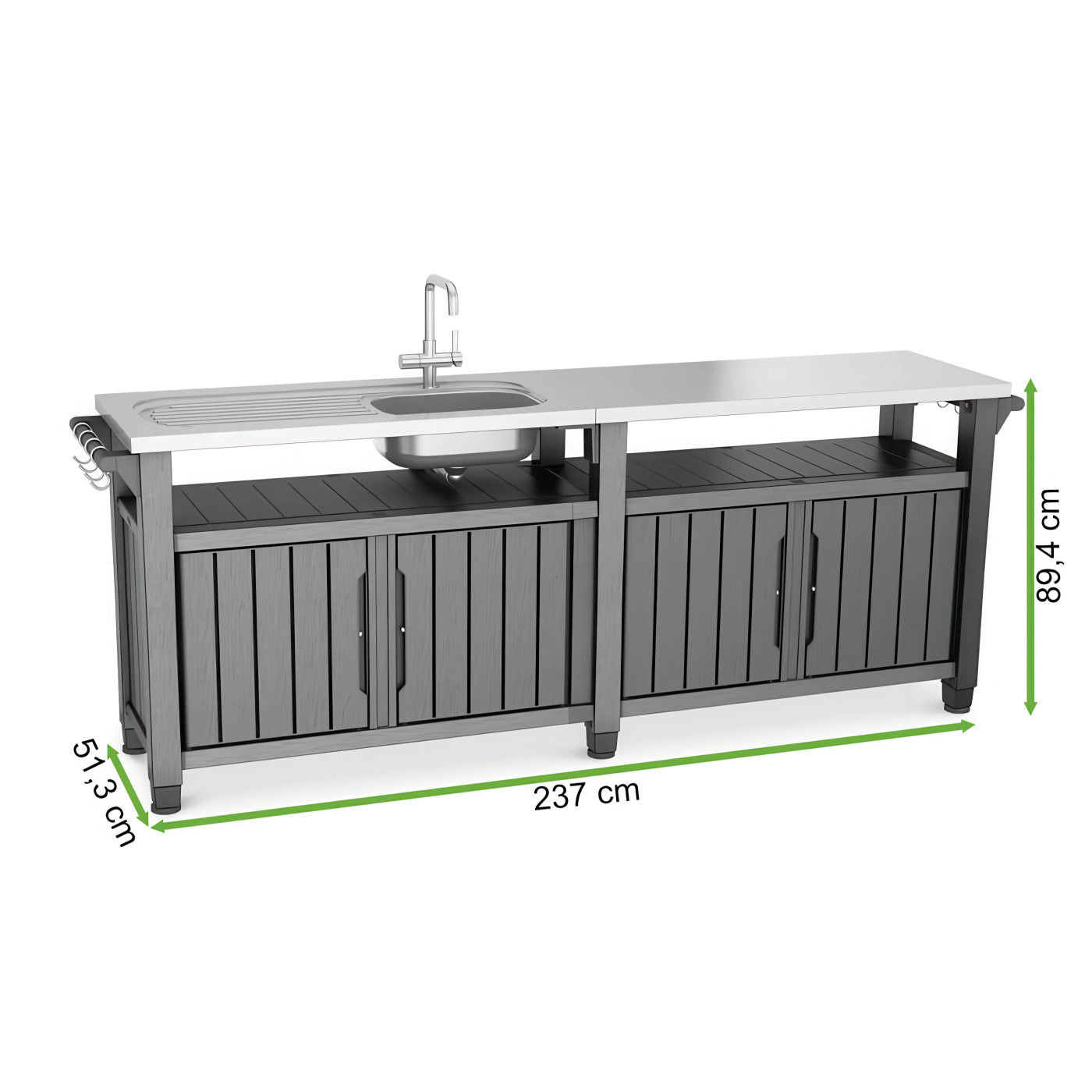 Kuchnia ogrodowa CHEF MASTER 415 l ze zlewem grafitowa